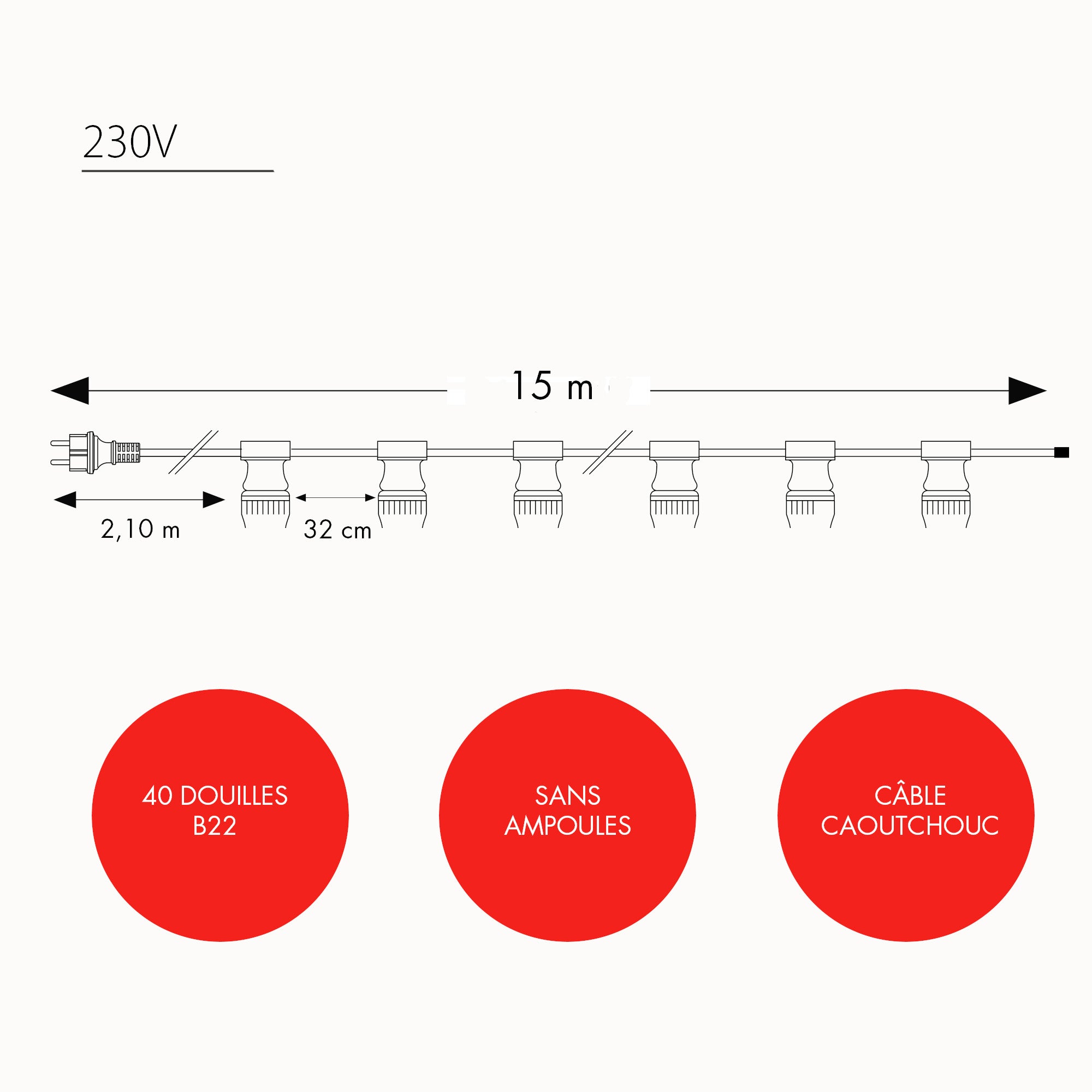 Guirlande Guinguette B22 L15m